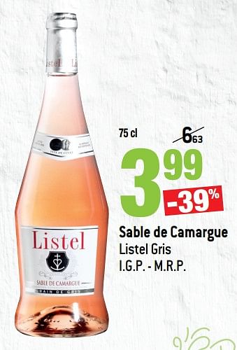 Promoties Sable de camargue listel gris - Rosé wijnen - Geldig van 14/03/2018 tot 10/04/2018 bij Match
