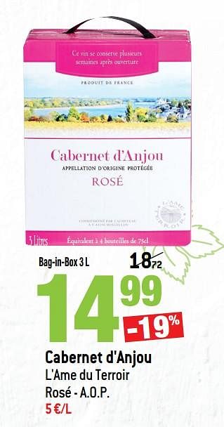 Promoties Cabernet d`anjou l`ame du terroir - Rosé wijnen - Geldig van 14/03/2018 tot 10/04/2018 bij Match
