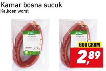 Promoties Kamar bosna sucuk kalkoen worst - Kamar - Geldig van 12/03/2018 tot 18/03/2018 bij Tanger Markt