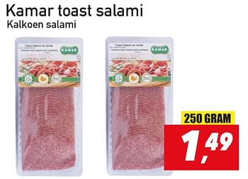 Promoties Kamar toast salami kalkoen salami - Kamar - Geldig van 12/03/2018 tot 18/03/2018 bij Tanger Markt