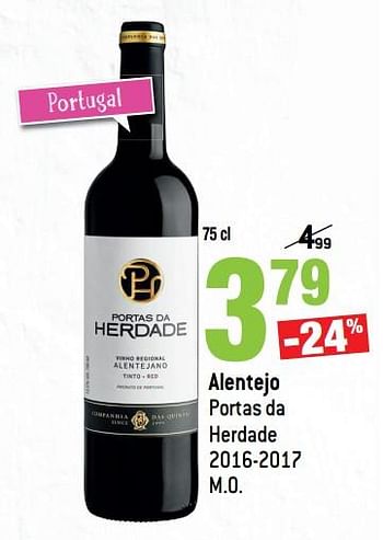Promotions Alentejo portas da herdade 2016-2017 m.o. - Vins rouges - Valide de 14/03/2018 à 10/04/2018 chez Match