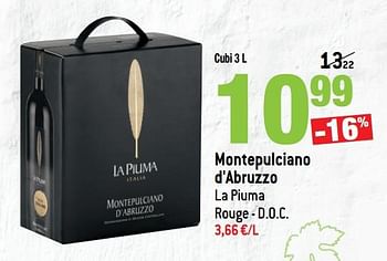 Promoties Montepulciano d`abruzzo la piuma rouge - d.o.c. - Rode wijnen - Geldig van 14/03/2018 tot 10/04/2018 bij Match