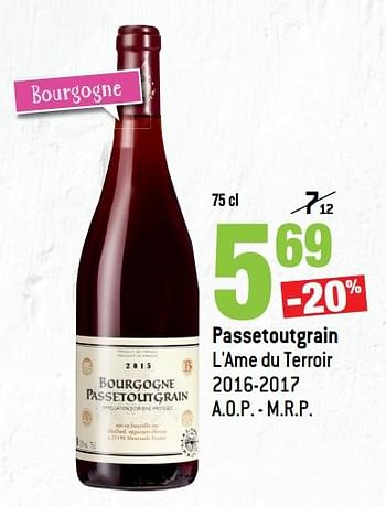 Promoties Passetoutgrain l`ame du terroir 2016-2017 a.o.p. - m.r.p. - Rode wijnen - Geldig van 14/03/2018 tot 10/04/2018 bij Match