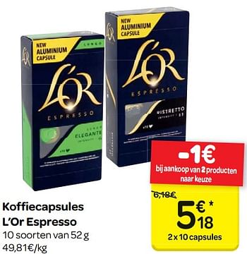 Promoties Koffiecapsules l`or espresso - Douwe Egberts - Geldig van 14/03/2018 tot 26/03/2018 bij Carrefour