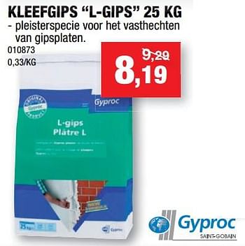 Promotions Kleefgips l-gips - Gyproc - Valide de 14/03/2018 à 25/03/2018 chez Hubo