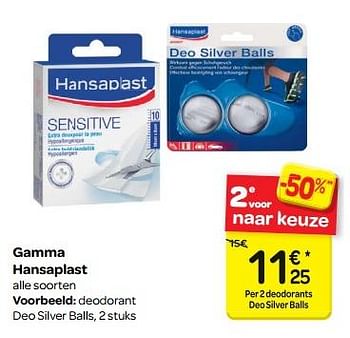 Promoties Hansaplast deodorant deo silver balls - Hansaplast - Geldig van 14/03/2018 tot 26/03/2018 bij Carrefour