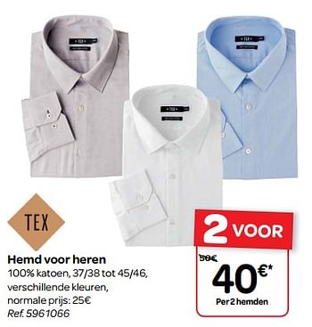 Promoties Hemd voor heren - Tex - Geldig van 14/03/2018 tot 26/03/2018 bij Carrefour