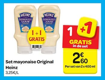 Promoties Set mayonaise original heinz - Heinz - Geldig van 14/03/2018 tot 26/03/2018 bij Carrefour