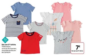 Promoties Set van 2 t-shirts - Tex Baby - Geldig van 14/03/2018 tot 26/03/2018 bij Carrefour