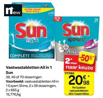 Promoties Vaatwastabletten all in 1 sun - Sun - Geldig van 14/03/2018 tot 26/03/2018 bij Carrefour