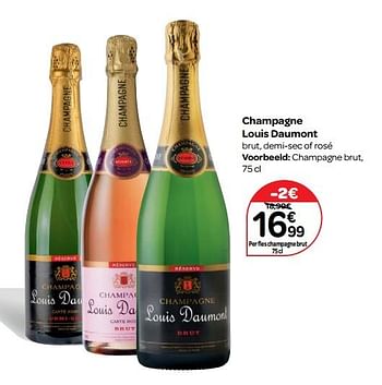 Promoties Champagne louis daumont brut, demi-sec of rosé - Louis Daumont - Geldig van 14/03/2018 tot 26/03/2018 bij Carrefour