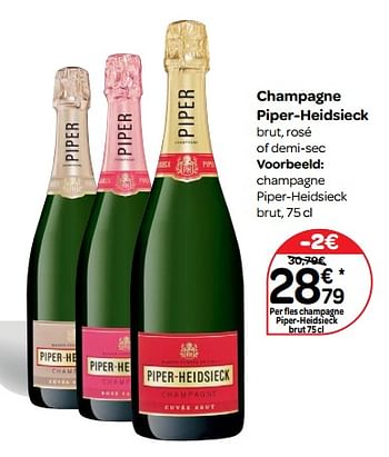 Promoties Champagne piper-heidsieck brut, rosé of demi-sec - Piper-Heidsieck - Geldig van 14/03/2018 tot 26/03/2018 bij Carrefour