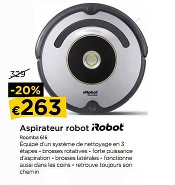 Promotions Aspirateur robot irobot roomba 616 - iRobot - Valide de 02/03/2018 à 28/03/2018 chez Molecule