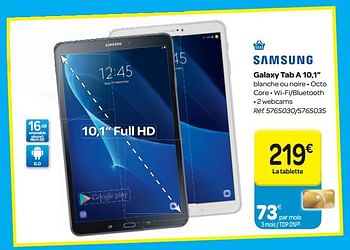 Promoties Samsung galaxy tab a 10,1 - Samsung - Geldig van 14/03/2018 tot 26/03/2018 bij Carrefour