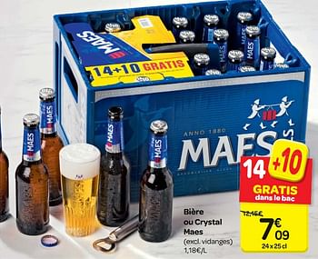 Promotions Bière ou crystal maes - Maes - Valide de 14/03/2018 à 26/03/2018 chez Carrefour