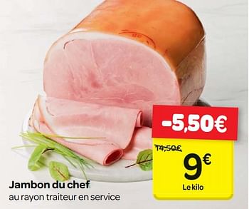 Promoties Jambon du chef - Huismerk - Carrefour  - Geldig van 14/03/2018 tot 19/03/2018 bij Carrefour