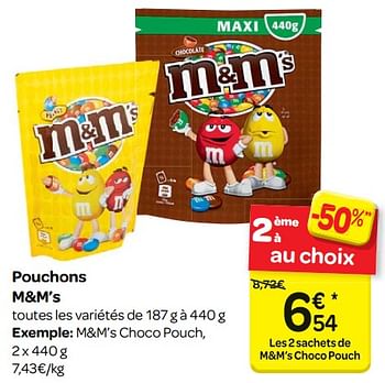 Promotions Pouchons m+m`s - Mars Snacks - Valide de 14/03/2018 à 26/03/2018 chez Carrefour