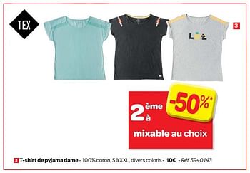 Promotions T-shirt de pyjama dame - Tex - Valide de 14/03/2018 à 26/03/2018 chez Carrefour
