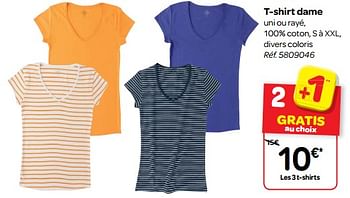 Promoties T-shirt dame - Huismerk - Carrefour  - Geldig van 14/03/2018 tot 26/03/2018 bij Carrefour