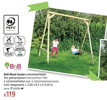 Promoties Bnb wood houten schommel eeklo - BNB Wood - Geldig van 15/03/2018 tot 31/03/2018 bij Dreamland