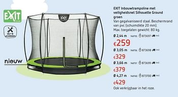 Promoties Exit inbouwtrampoline met veiligheisnet silhouette ground groen - Exit - Geldig van 15/03/2018 tot 31/03/2018 bij Dreamland