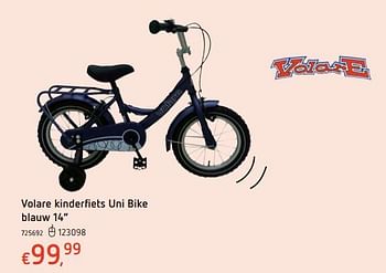 Promoties Volare kinderfiets uni bike blauw - Volare - Geldig van 15/03/2018 tot 31/03/2018 bij Dreamland