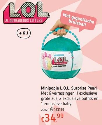 Promoties Minipopje l.o.l. surprise pearl - Lol Suprise - Geldig van 15/03/2018 tot 31/03/2018 bij Dreamland