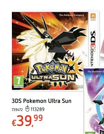 Promotions 3ds pokemon ultra sun - Nintendo - Valide de 15/03/2018 à 31/03/2018 chez Dreamland