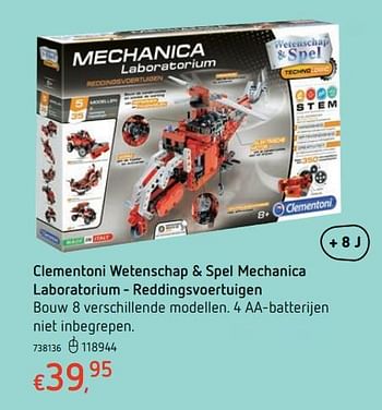 Promoties Clementoni wetenschap + spel mechanica laboratorium - reddingsvoertuigen - Clementoni - Geldig van 15/03/2018 tot 31/03/2018 bij Dreamland