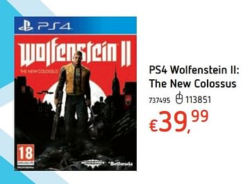 Promotions Ps4 wolfenstein ii: the new colossus - Bethesda Game Studios - Valide de 15/03/2018 à 31/03/2018 chez Dreamland