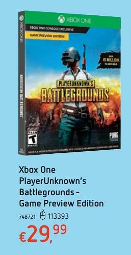 Promoties Xbox one playerunknown`s battlegrounds - game preview edition - Microsoft Game Studios - Geldig van 15/03/2018 tot 31/03/2018 bij Dreamland