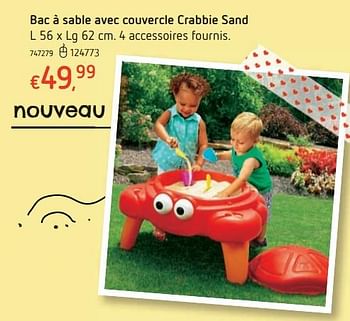 Promotions Bac à sable avec couvercle crabbie sand - Produit maison - Dreamland - Valide de 15/03/2018 à 31/03/2018 chez Dreamland