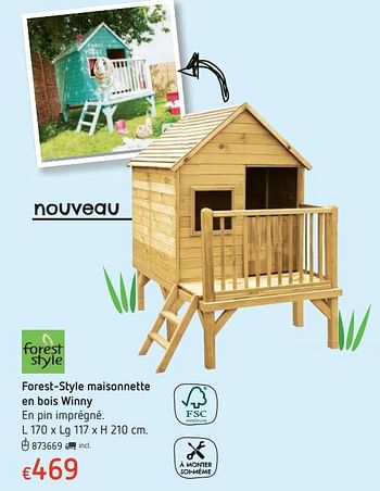 Promoties Forest-style maisonnette en bois winny - Forest-Style - Geldig van 15/03/2018 tot 31/03/2018 bij Dreamland