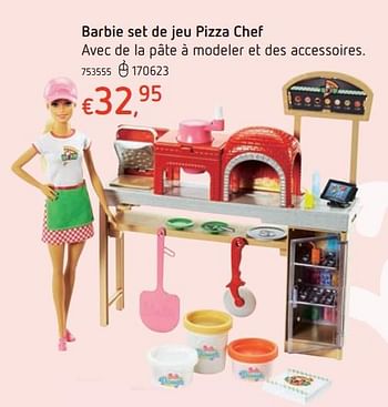 Promoties Barbie set de jeu pizza chef - Mattel - Geldig van 15/03/2018 tot 31/03/2018 bij Dreamland