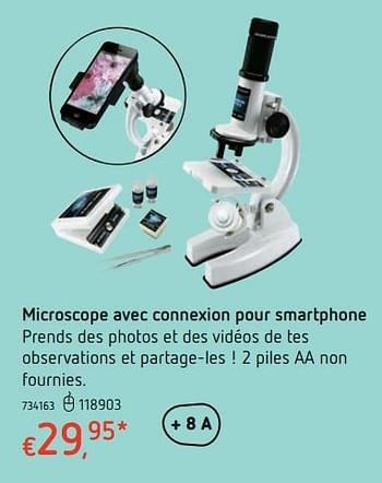 Promotions Microscope avec connexion pour smartphone - Produit maison - Dreamland - Valide de 15/03/2018 à 31/03/2018 chez Dreamland
