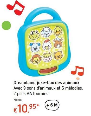 Promotions Dreamland juke-box des animaux - Produit maison - Dreamland - Valide de 15/03/2018 à 31/03/2018 chez Dreamland