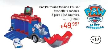 Promotions Pat` patrouille mission cruiser - PAW  PATROL - Valide de 15/03/2018 à 31/03/2018 chez Dreamland