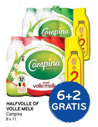 Promoties Halfvolle of volle melk campina - Campina - Geldig van 14/03/2018 tot 27/03/2018 bij Alvo
