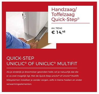 Promoties Handzaag- toffelzaag quickstep - QuickStep - Geldig van 12/03/2018 tot 28/04/2018 bij Woodtex