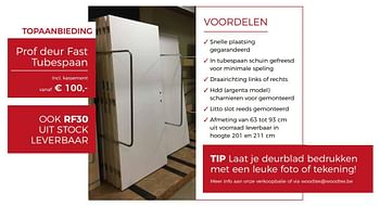 Promotions Prof deur fast tubespaan - Produit maison - Woodtex - Valide de 12/03/2018 à 28/04/2018 chez Woodtex