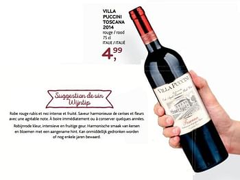 Promotions Villa puccini toscana 2014 - Vins rouges - Valide de 14/03/2018 à 27/03/2018 chez Alvo