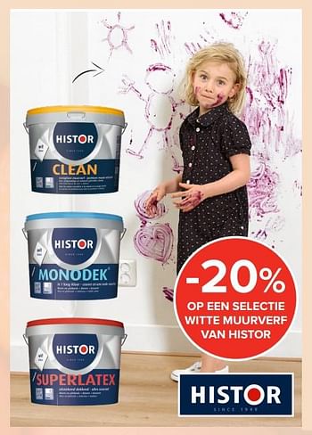 Promotions -20% op een selectie witte muurverf van histor - Histor - Valide de 16/03/2018 à 15/04/2018 chez Euro Shop