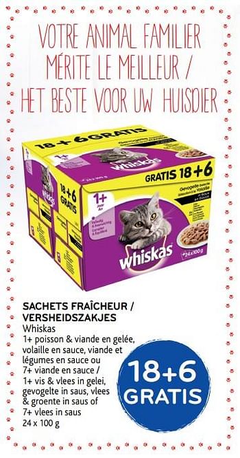 Promotions Sachets fraîcheur whiskas - Whiskas - Valide de 14/03/2018 à 27/03/2018 chez Alvo