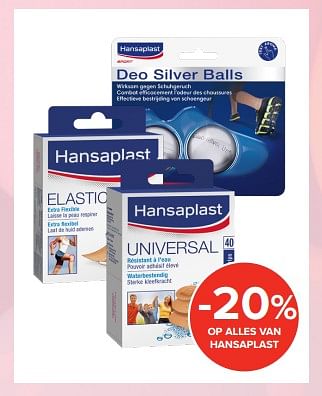 Promoties -20% op alles van hansaplast - Hansaplast - Geldig van 16/03/2018 tot 15/04/2018 bij Euro Shop