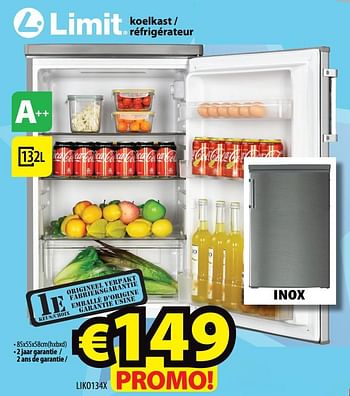 Promoties Limit koelkast - réfrigérateur liko134x - Limit - Geldig van 15/03/2018 tot 23/03/2018 bij ElectroStock