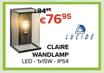 Promoties Lucide claire wandlamp - Lucide - Geldig van 16/03/2018 tot 15/04/2018 bij Euro Shop