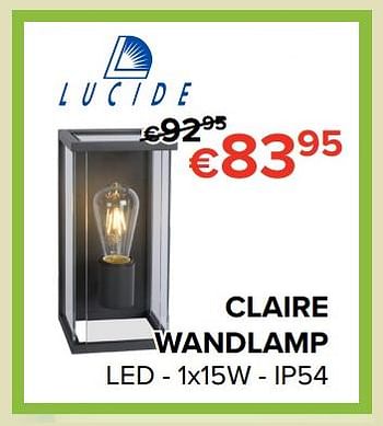 Promoties Lucide claire wandlamp - Lucide - Geldig van 16/03/2018 tot 15/04/2018 bij Euro Shop