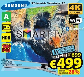 Promoties Samsung led-televisie - téléviseur led ue40mu6400 - Samsung - Geldig van 15/03/2018 tot 23/03/2018 bij ElectroStock