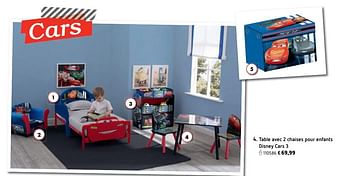 Promoties Table avec 2 chaises pour enfants disney cars 3 - Disney - Geldig van 15/03/2018 tot 14/03/2019 bij Dreamland