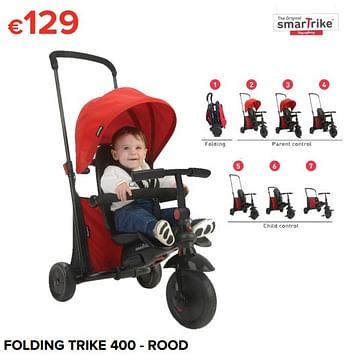 Promoties Folding trike 400 - rood - Smartrike - Geldig van 16/03/2018 tot 15/04/2018 bij Euro Shop